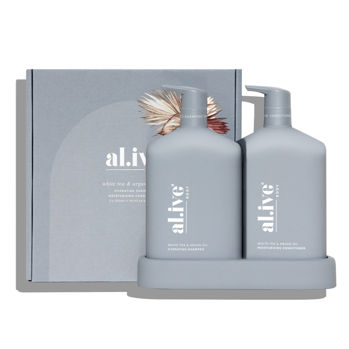 SHAMPOO & CONDITIONER DUO + TRAY - WHITE TEA & ARGAN OIL