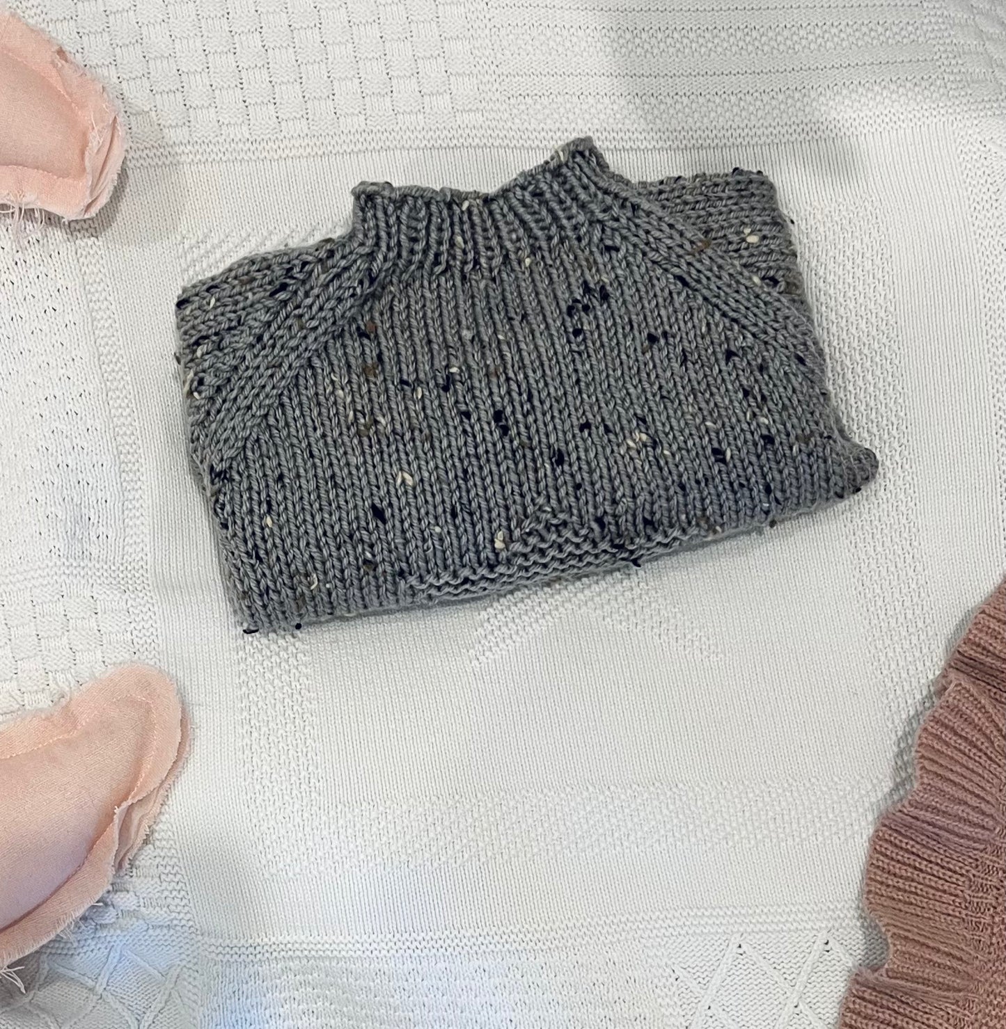 HAND KNITTED JUMPER - GREY FLECK