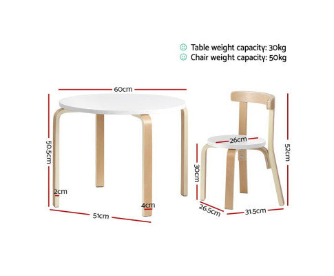 KEEZI NORDIC KIDS TABLE AND CHAIR SET 3PC DESK ACTIVITY STUDY PLAY CHILDREN MODERN