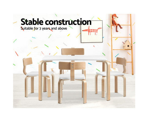 KEEZI NORDIC KIDS TABLE CHAIR SET DESK 5PC ACTIVITY DINING STUDY CHILDREN MODERN