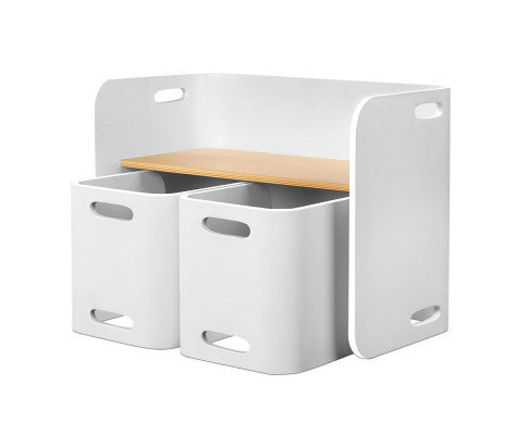 KEEZI 3PC NORDIC KIDS TABLE CHAIR SET WHITE DESK ACTIVITY COMPACT CHILDREN