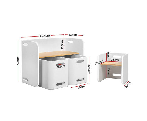 KEEZI 3PC NORDIC KIDS TABLE CHAIR SET WHITE DESK ACTIVITY COMPACT CHILDREN