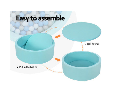 KEEZI OCEAN FOAM BALL PIT WITH BALLS KIDS PLAY POOL BARRIER TOYS 90X30CM BLUE