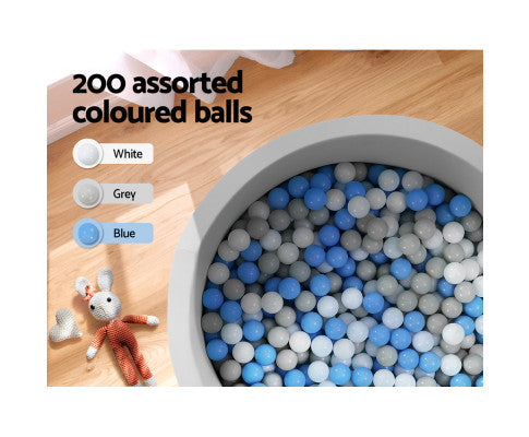 KEEZI OCEAN FOAM BALL PIT WITH BALLS KIDS PLAY POOL BARRIER TOYS 90X30CM GREY