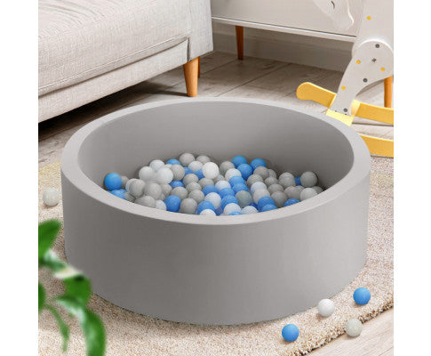 KEEZI OCEAN FOAM BALL PIT WITH BALLS KIDS PLAY POOL BARRIER TOYS 90X30CM GREY