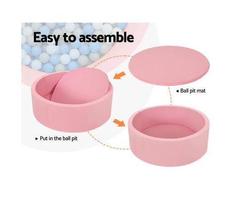 KEEZI OCEAN FOAM BALL PIT WITH BALLS KIDS PLAY POOL BARRIER TOYS 90X30CM PINK