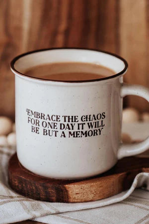 EMBRACE THE CHAOS SPECKLE MUG