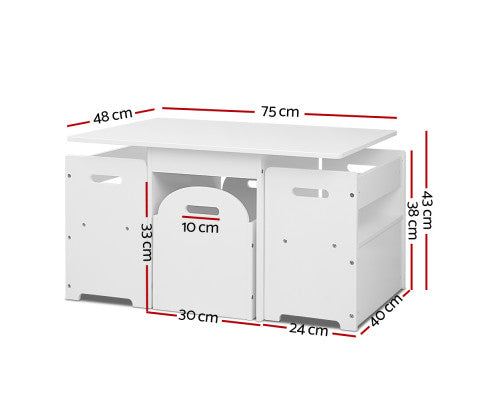 KEEZI KIDS MULTI-FUNCTION TABLE AND CHAIR HIDDEN STORAGE BOX TOY ACTIVITY DESK