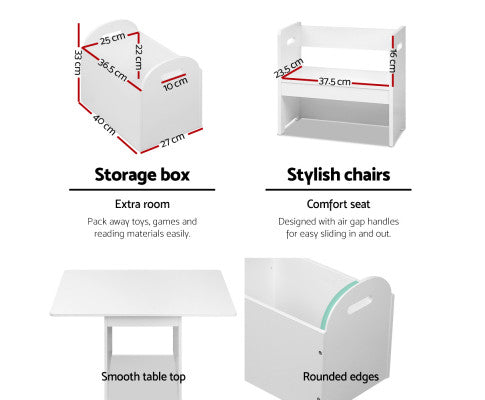 KEEZI KIDS MULTI-FUNCTION TABLE AND CHAIR HIDDEN STORAGE BOX TOY ACTIVITY DESK