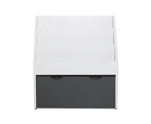 KEEZI KIDS BOOKSHELF CHILDRENS BOOKCASE ORGANISER STORAGE SHELF WOODEN WHITE