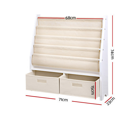 KEEZI 4 TIER KIDS BOOKSHELF WOODEN BOOKCASE CHILDREN TOY ORGANISER DISPLAY RACK