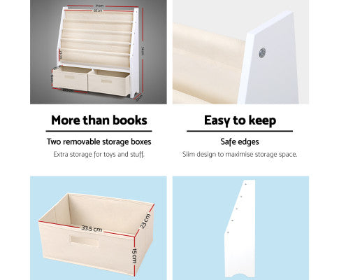 KEEZI 4 TIER KIDS BOOKSHELF WOODEN BOOKCASE CHILDREN TOY ORGANISER DISPLAY RACK