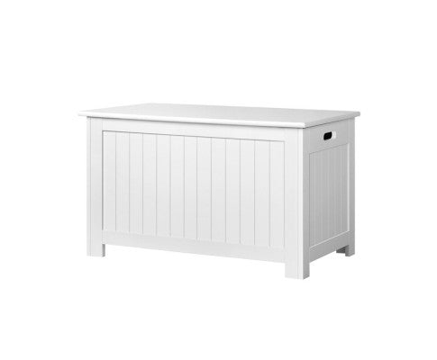 KEEZI KIDS WOODEN TOY CHEST STORAGE BLANKET BOX WHITE CHILDREN ROOM ORGANISER