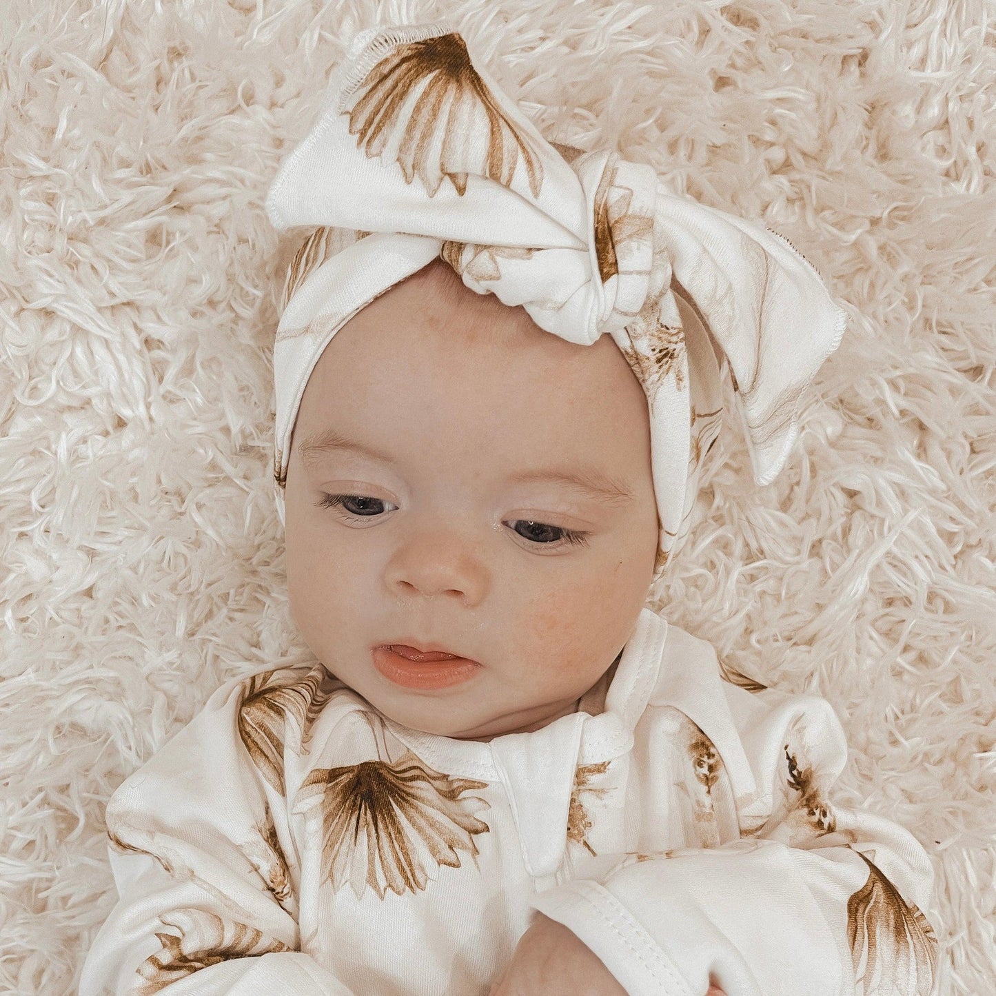 MINI HERITAGE ORGANIC TIE HEADBAND - SUN PALM