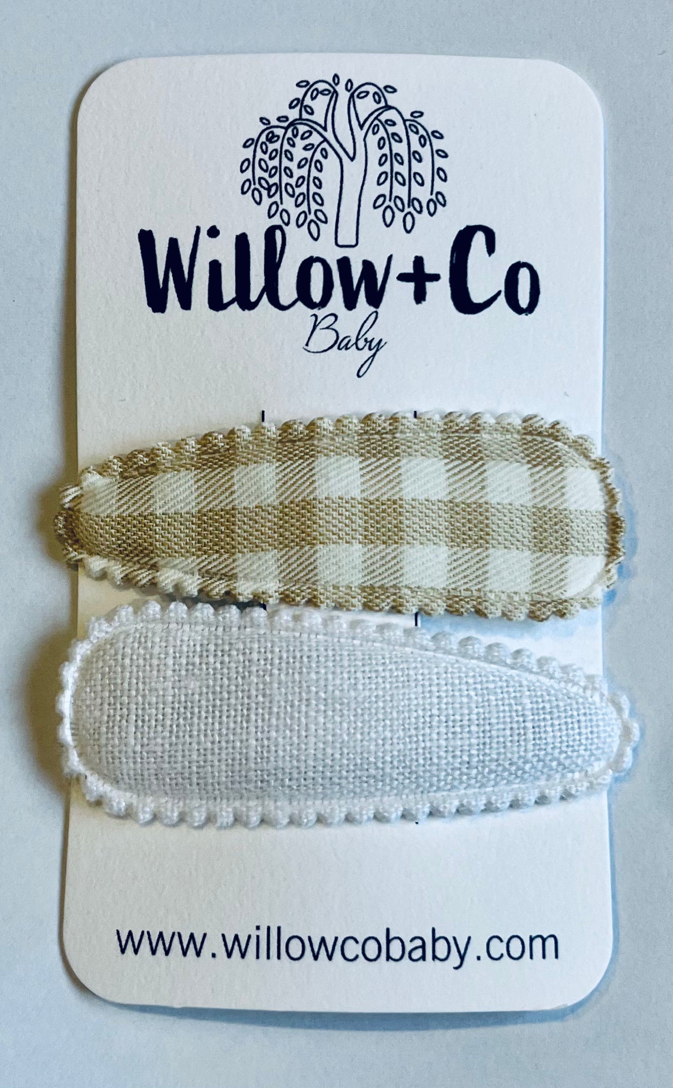 FABRIC SNAP CLIPS - GINGHAM & WHITE