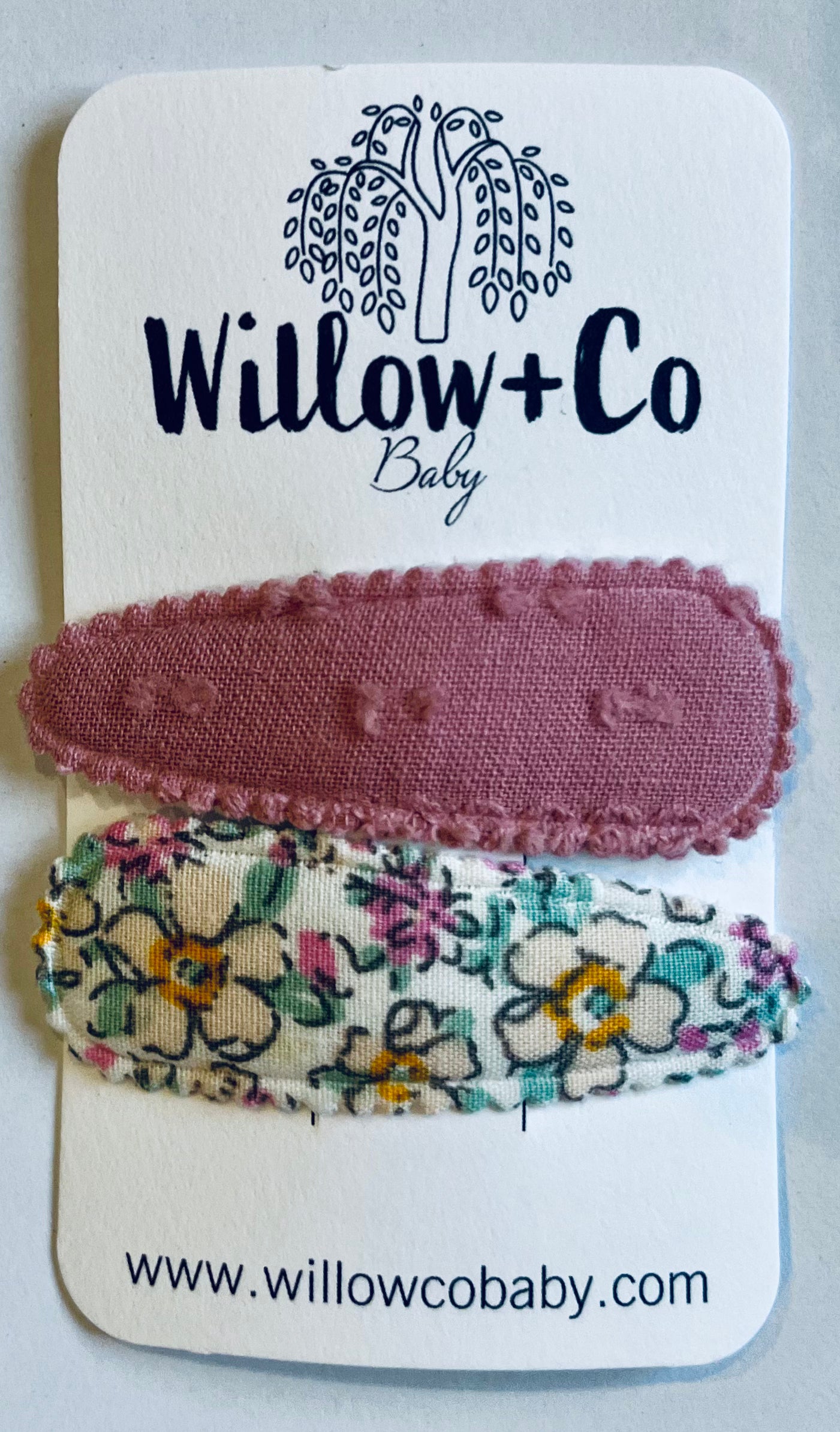 FABRIC SNAP CLIPS - PINK EMBROIDERY & AUDREY FLORAL