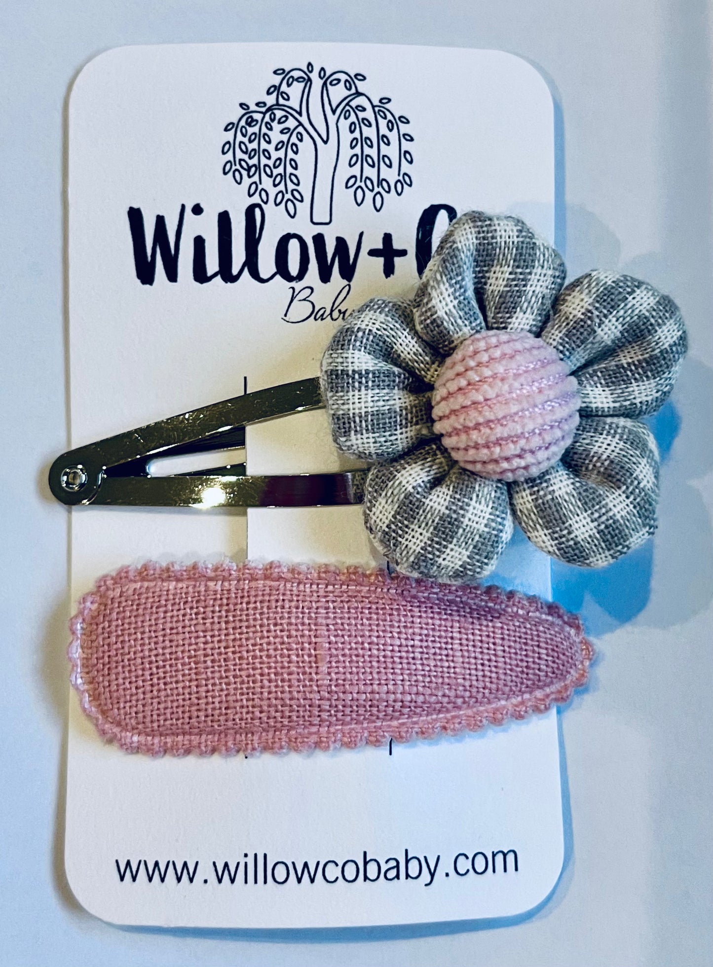 FABRIC SNAP CLIPS - PINK & FLOWER