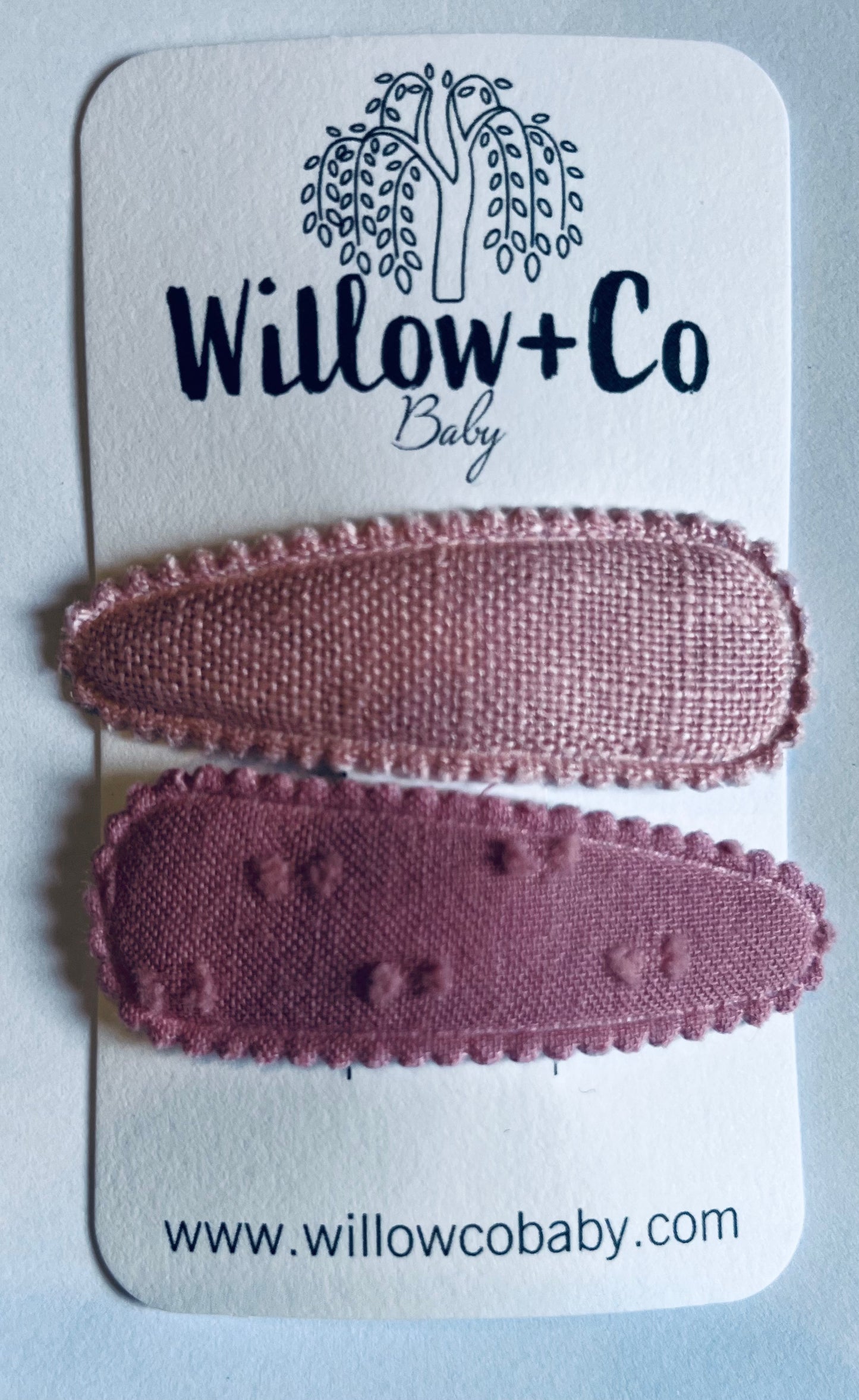 FABRIC SNAP CLIPS - PINK EMBROIDERY & PINK