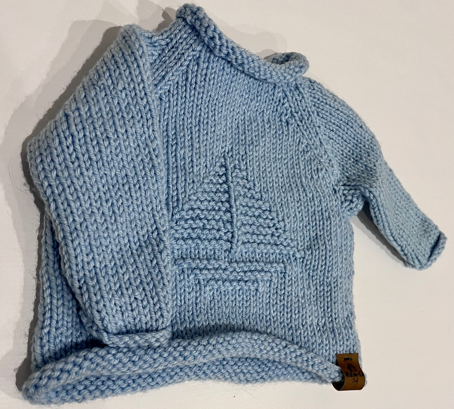 HAND KNITTED JUMPER WITH SAIL BOAT DETAIL - BABY BLUE