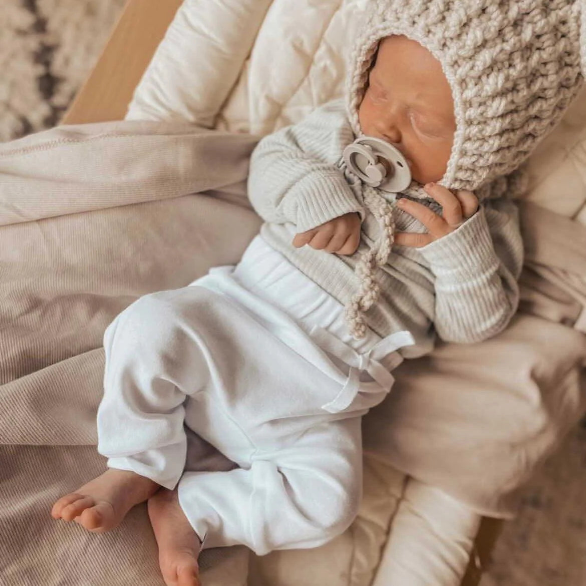 MINI HERITAGE ORGANIC PANTS - MILK