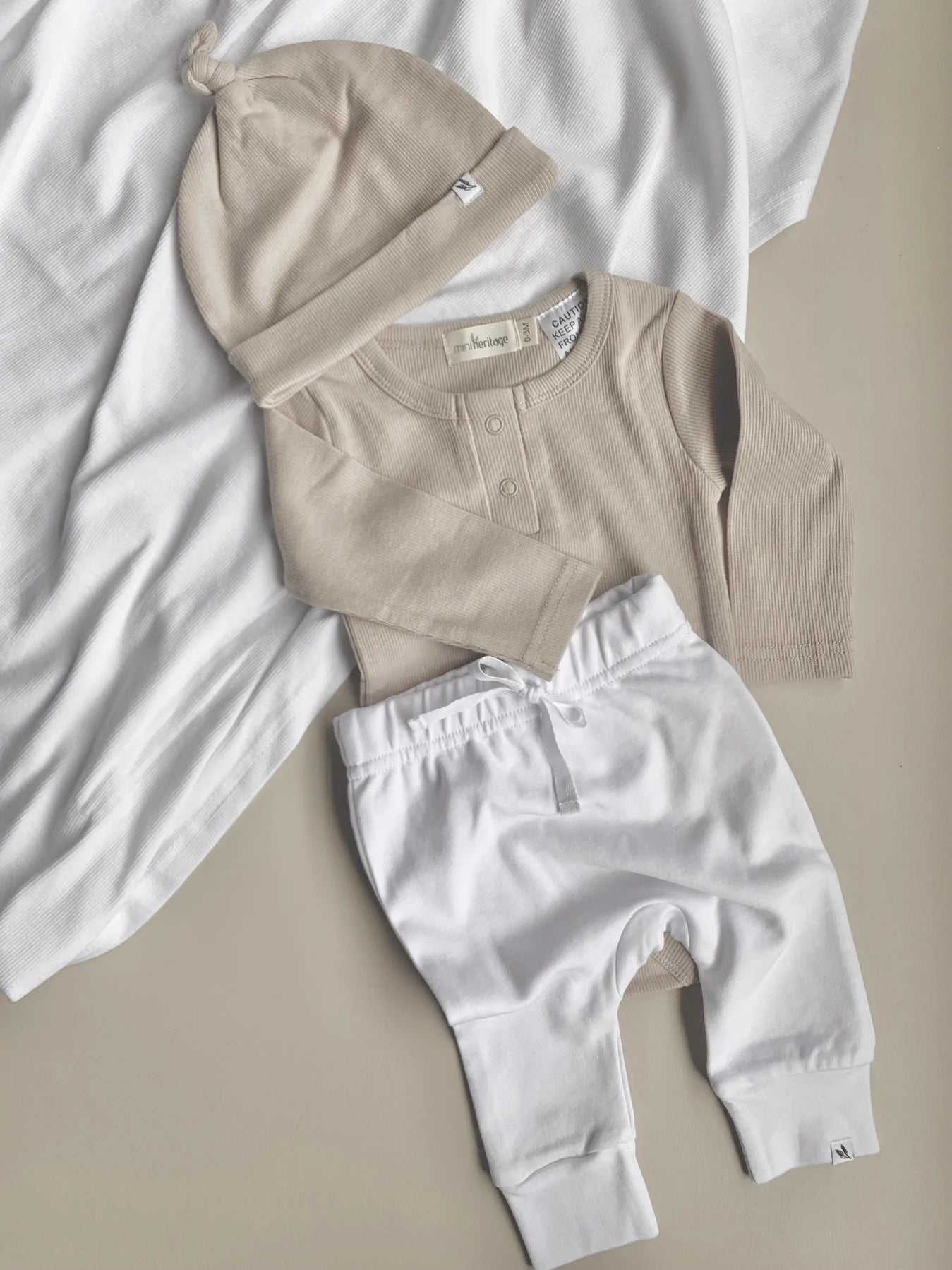 MINI HERITAGE ORGANIC PANTS - MILK