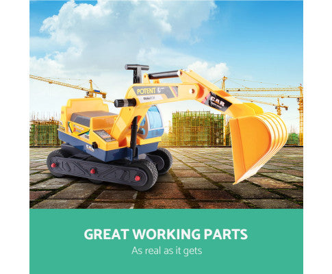 KEEZI KIDS RIDE ON EXCAVATOR - YELLOW
