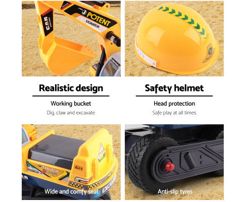 KEEZI KIDS RIDE ON EXCAVATOR - YELLOW