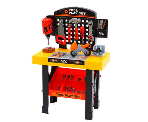 KEEZI KIDS PRETEND PLAY SET WORKBENCH TOOLS 54PC BUILDER WORK CHILDREN'S TOYS