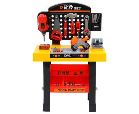KEEZI KIDS PRETEND PLAY SET WORKBENCH TOOLS 54PC BUILDER WORK CHILDREN'S TOYS