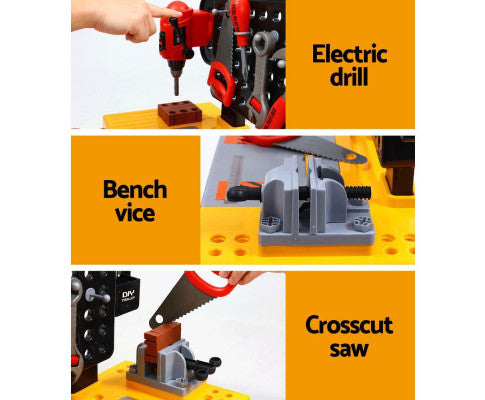 KEEZI KIDS PRETEND PLAY SET WORKBENCH TOOLS 54PC BUILDER WORK CHILDREN'S TOYS
