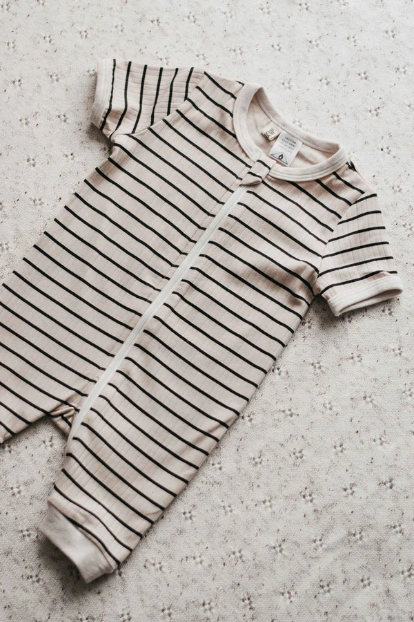 CHARCOAL STRIPE SUMMER ZIPSUIT