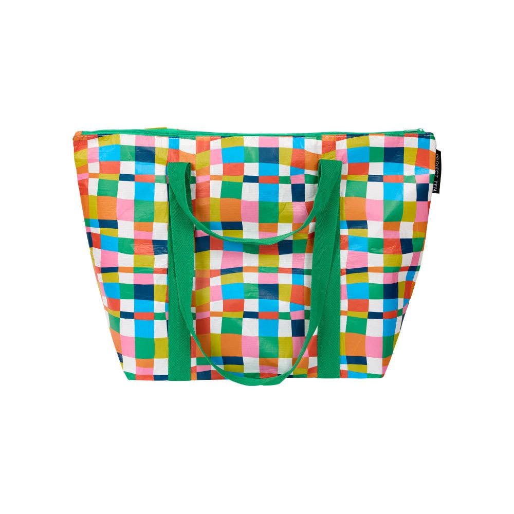 Rainbow Weave Zip Medium Tote