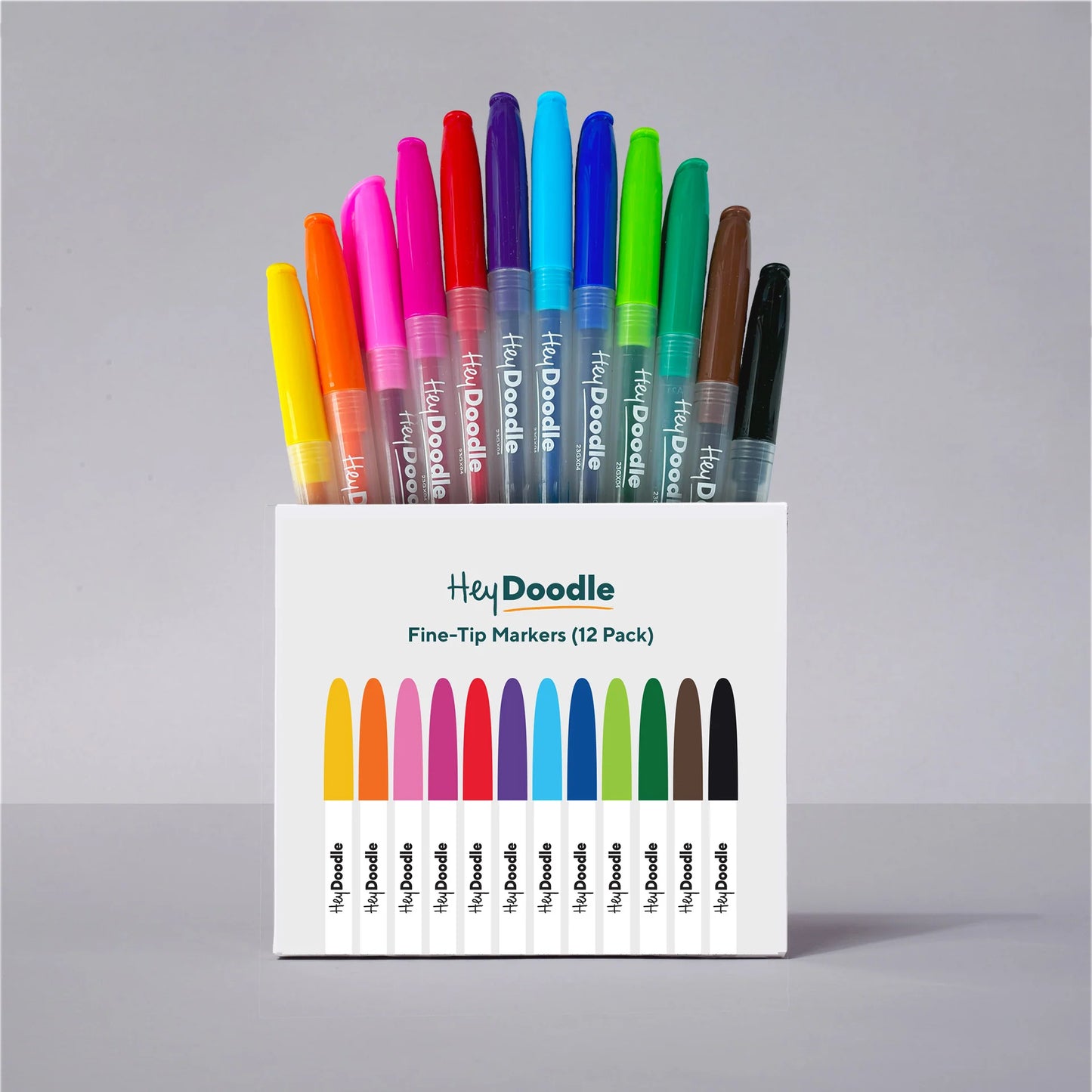 HEYDOODLE FINE TIP MARKERS - 12 PACK