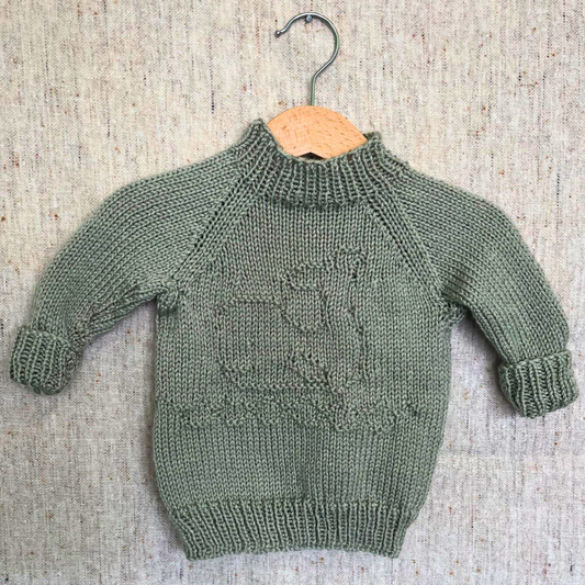 HAND KNITTED JUMPER WITH WHALE DETAIL - KHAKI GREEN