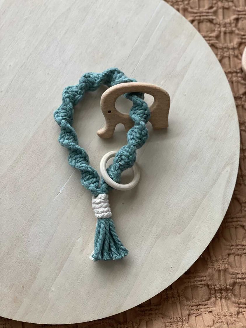 MACRAME BABY RATTLE TEETHER - MINT