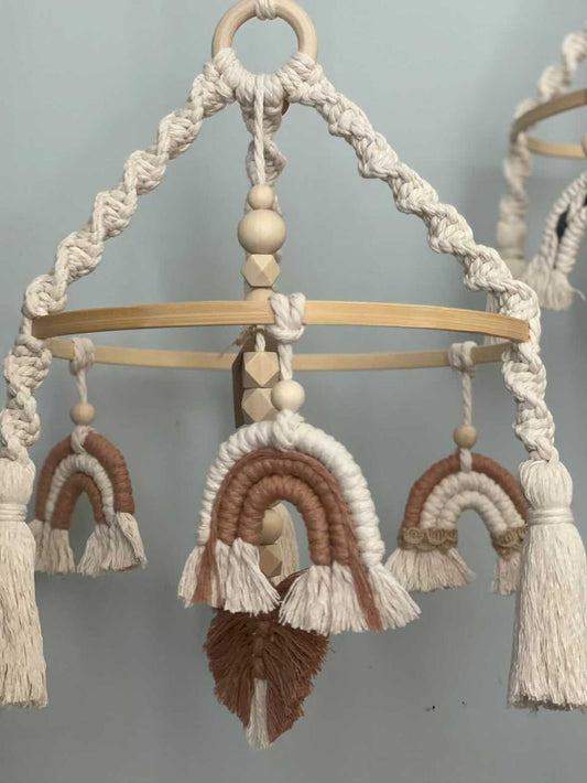 MACRAME BABY MOBILE - DUSTY ROSE