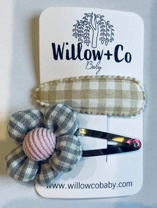 FABRIC SNAP CLIPS - GINGHAM & FLOWER