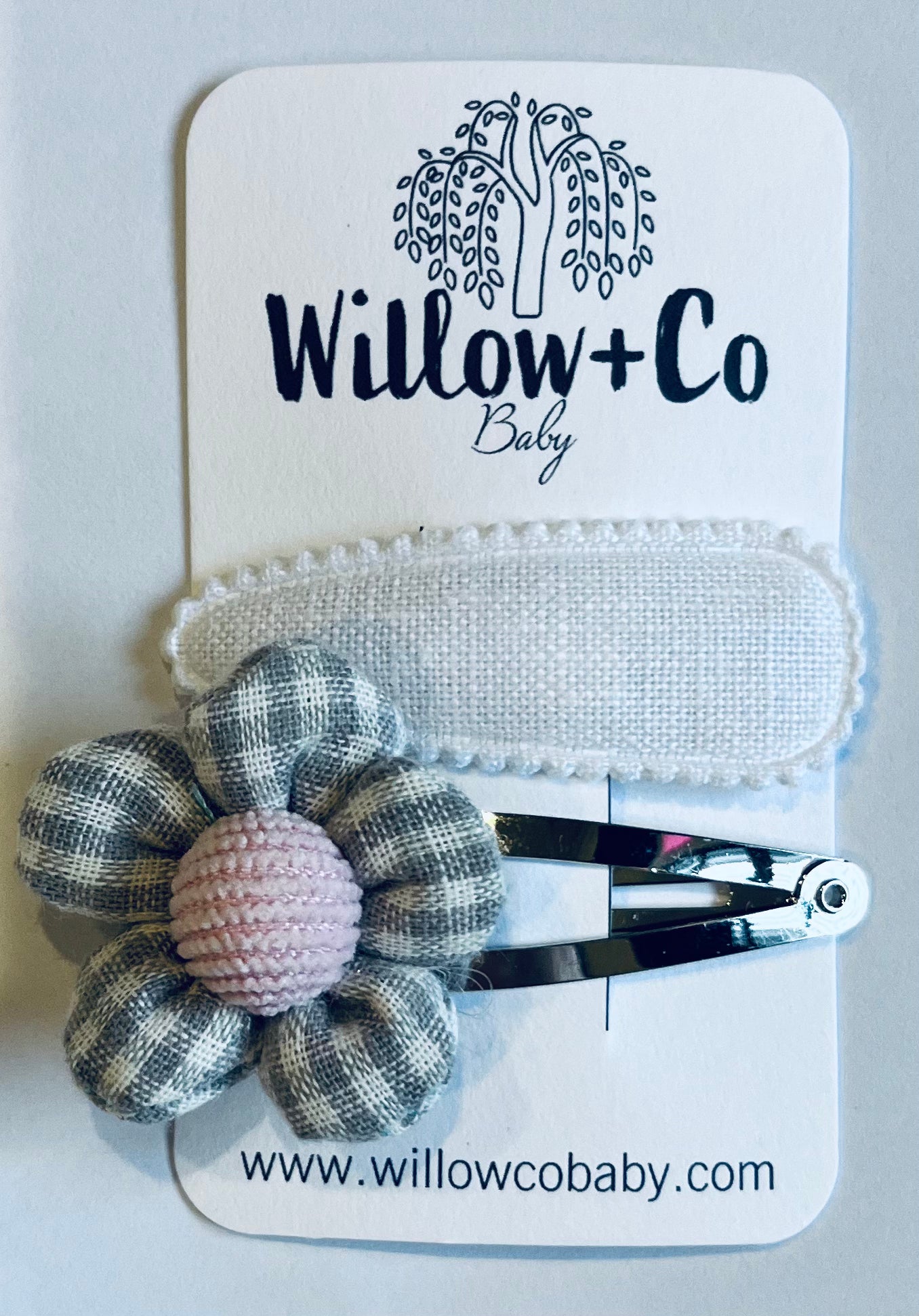 FABRIC SNAP CLIPS - FLOWER & WHITE