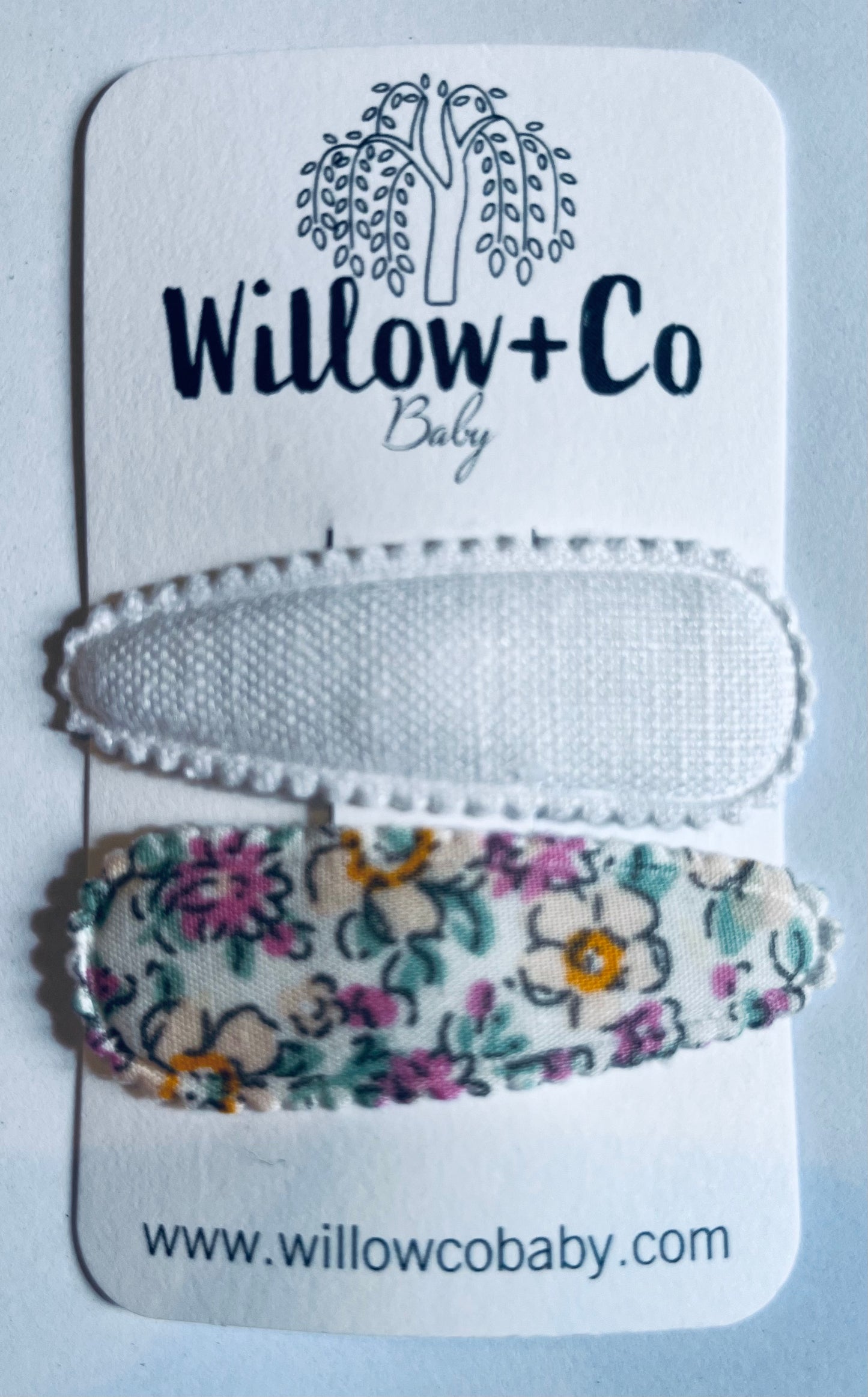 FABRIC SNAP CLIPS - WHITE & AUDREY FLORAL