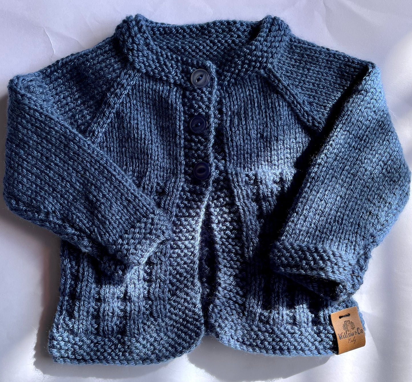 HAND KNITTED CARDIGAN & BOOTIE SET - NAVY