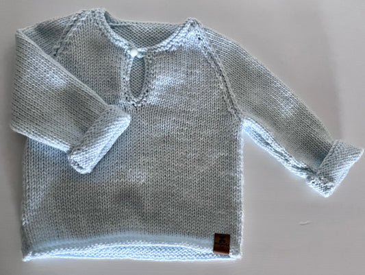 HAND KNITTED JUMPER - BABY BLUE