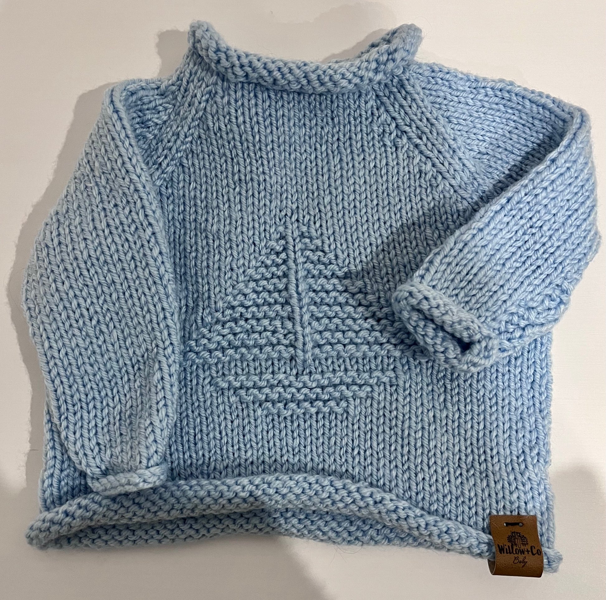 HAND KNITTED JUMPER WITH SAIL BOAT DETAIL BABY BLUE – Willow+Co Baby