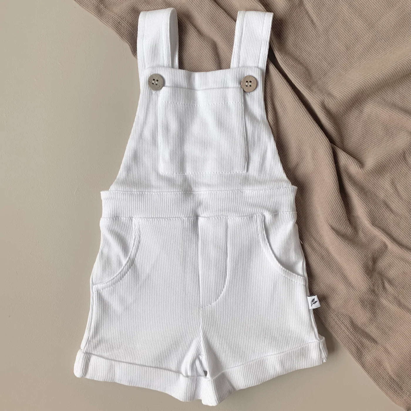 MINI HERITAGE RIBBED ORGANIC OVERALLS - MILK