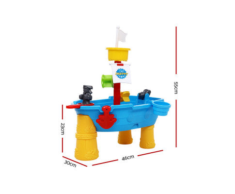 KEEZI KIDS BEACH SAND AND WATER TOYS OUTDOOR TABLE PIRATE SHIP CHILDRENS SANDPIT