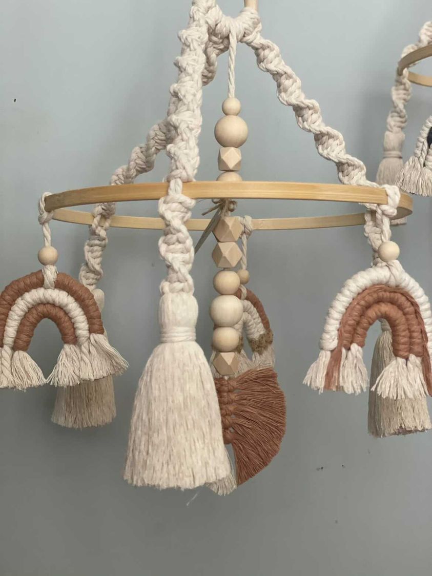 MACRAME BABY MOBILE - DUSTY ROSE